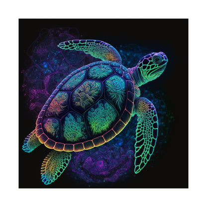 Trippy Turtle - Nautical Fine Art Print - Matte Vertical Poster - Ocean Art for Beach Lovers