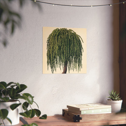 Weeping Willow Vintage Botanical Art Print - Matte Poster - Vintage Botanical Wall Art