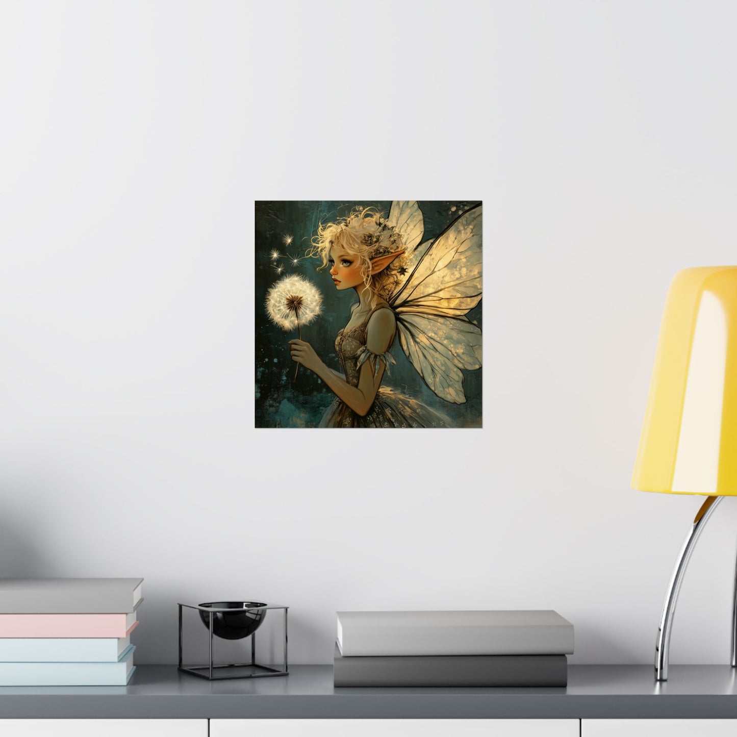 Best Wishes For You - Fairy with Dandelion - Flowers & Fairies Series - Enchanting Wall Art - Vertical Poster - Whimsical Wall Art for Dreamers
