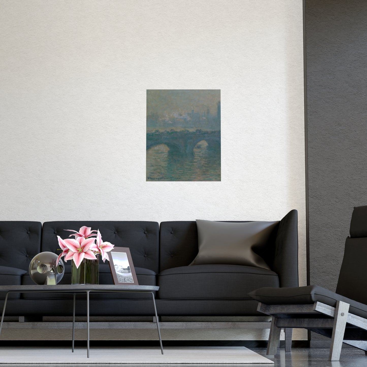 Waterloo Bridge Gray Weather - Monet Fine Art Poster