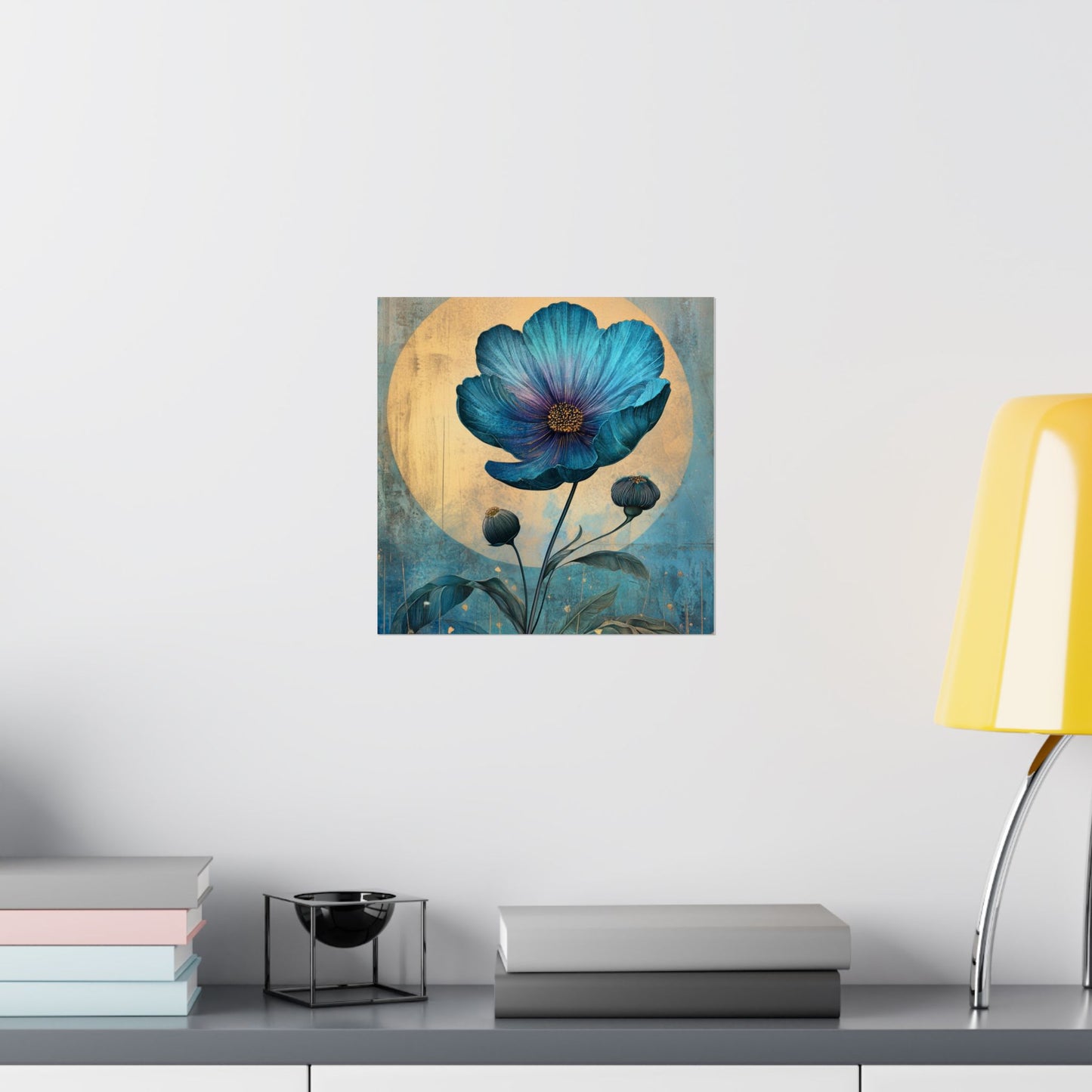 Blue Cosmos Moonlit Botanical Fine Art Print