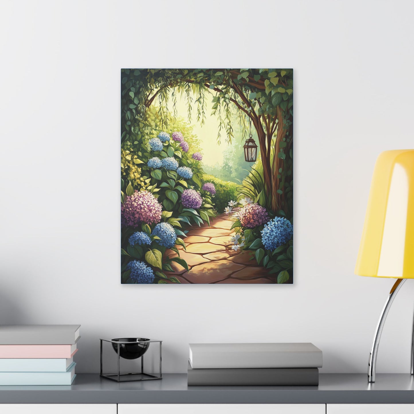 Hydrangea Courtyard - Secret Garden Series - Fine Art Print on Canvas