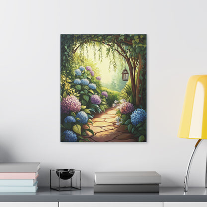 Hydrangea Courtyard - Secret Garden Series - Fine Art Print on Canvas