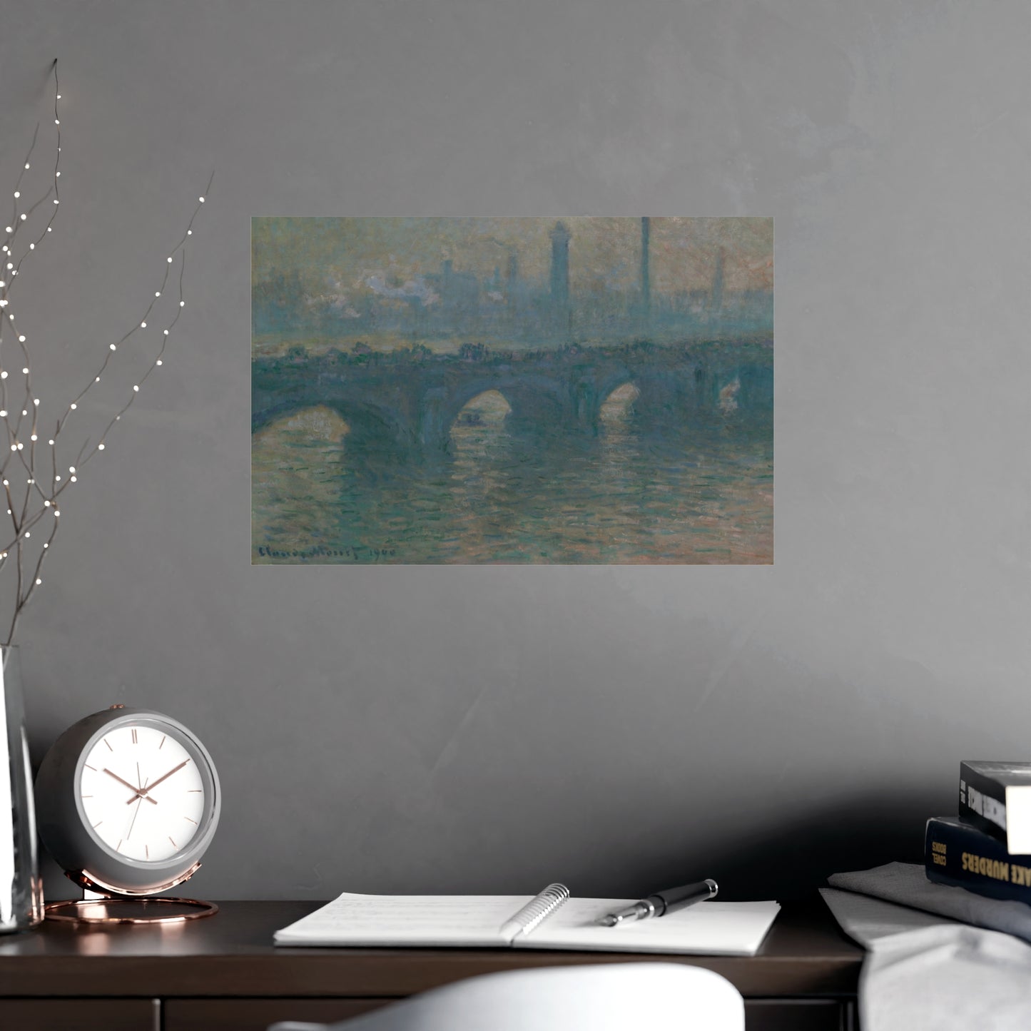 Waterloo Bridge Gray Weather - Monet Fine Art Poster