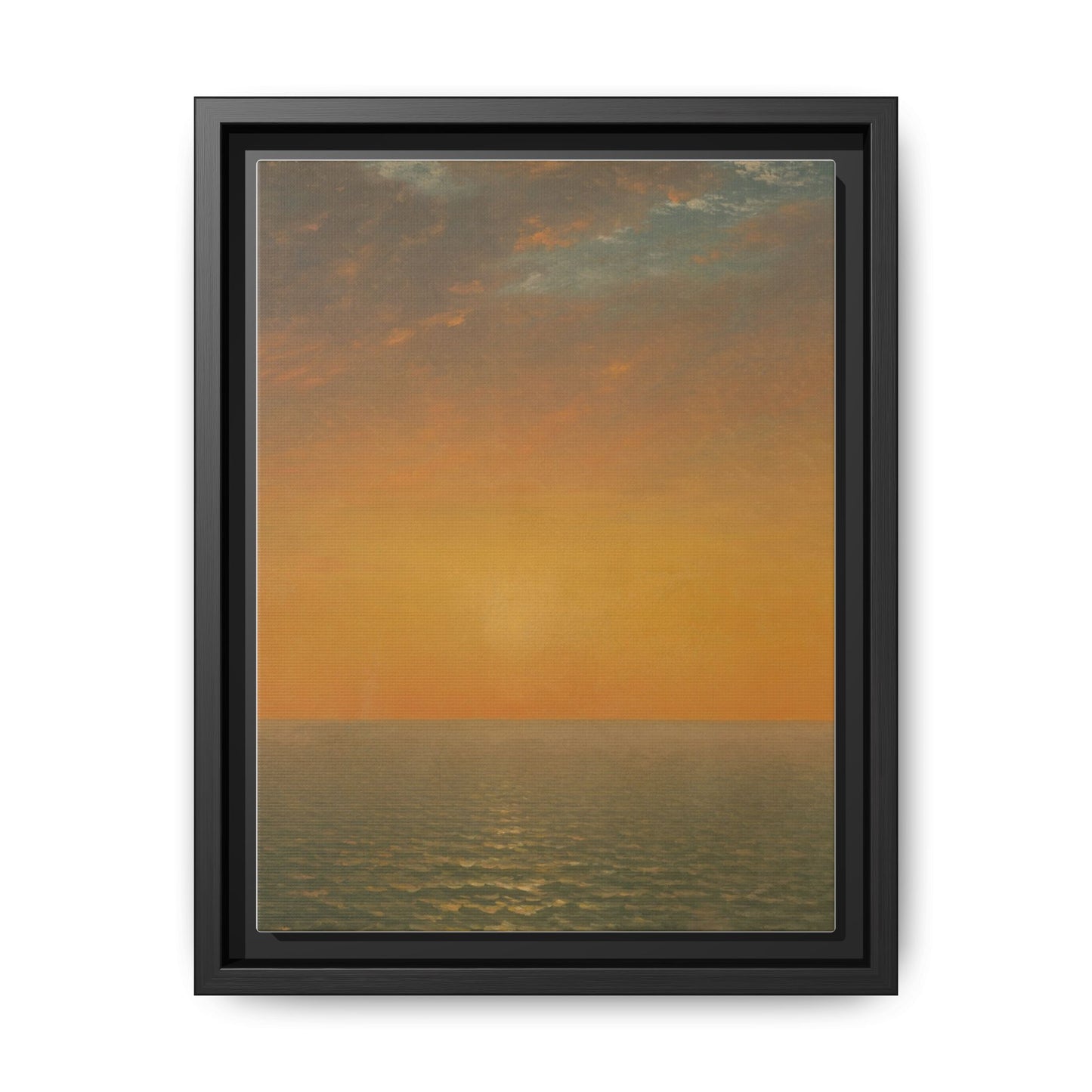 John Frederick Kensett : Sunset on the Sea (1872) - Museum Collection - Framed Canvas Print