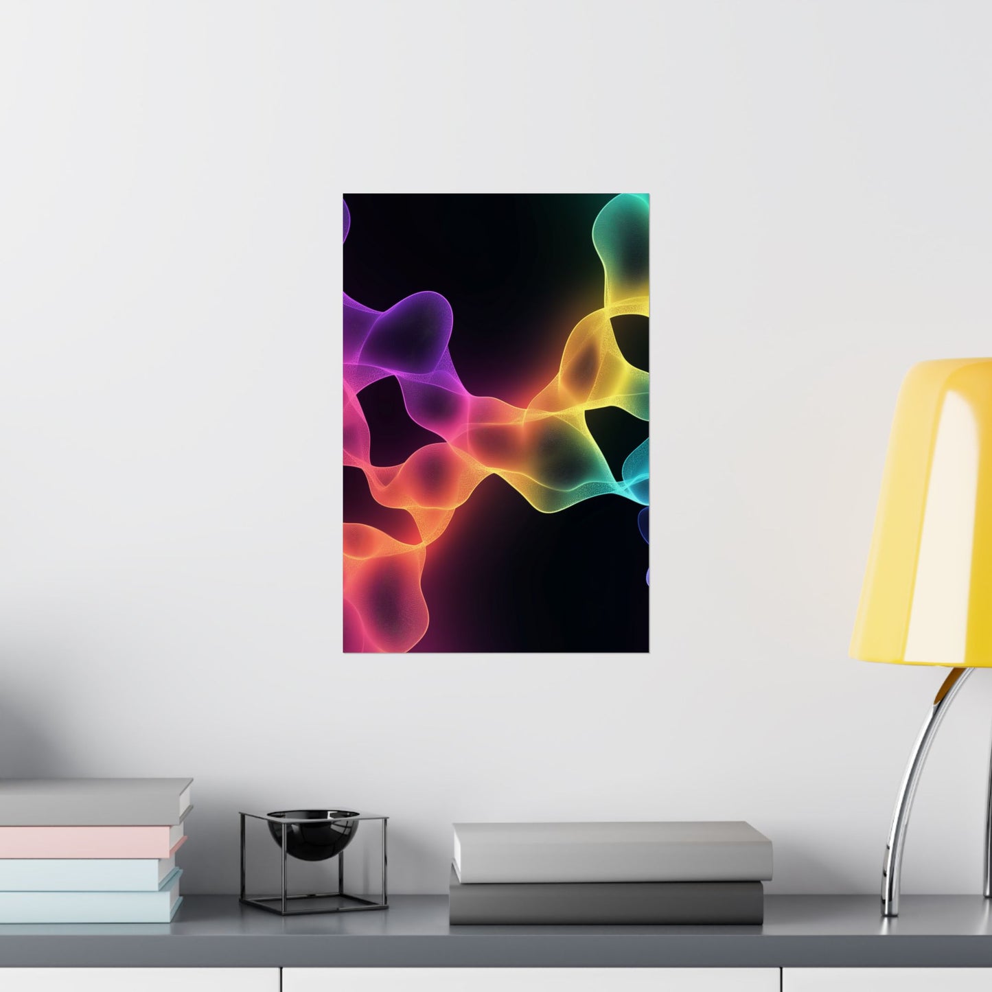 Vibrant Spectrum Abstract Poster - Colorful Wavelengths Energetic Art Print - Black Light Art - Spectrum of Light Wall Art