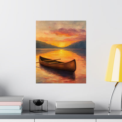 Summer Sunset Canoe on Lake Fine Art Print