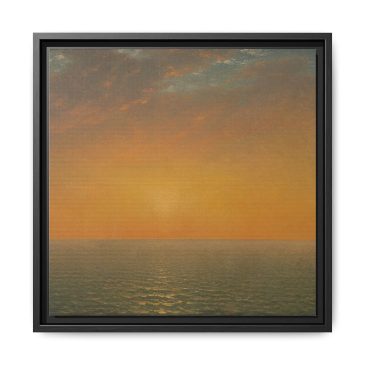 John Frederick Kensett : Sunset on the Sea (1872) - Museum Collection - Framed Canvas Print