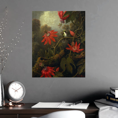 Hummingbird in Lush Tropical Landscape - Museum Collection - Fine Art Poster