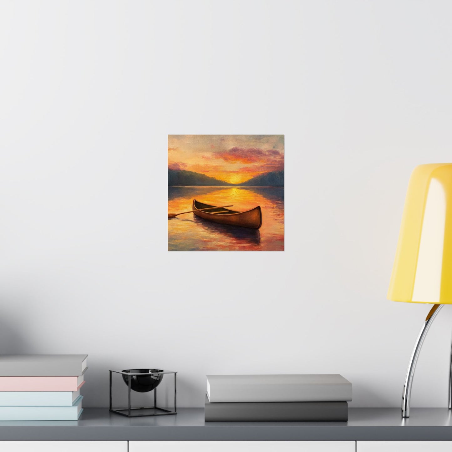Summer Sunset Canoe on Lake Fine Art Print