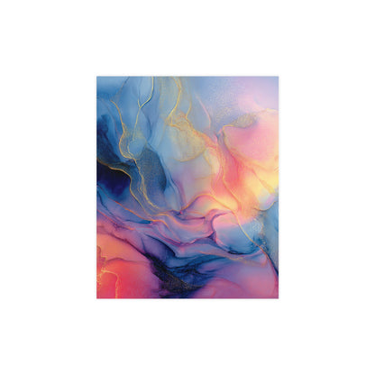 Muse (Style B) - Modern Abstract Fluid Art - Blue/Pink with Gold Highlights - Giclee Fine Art Print
