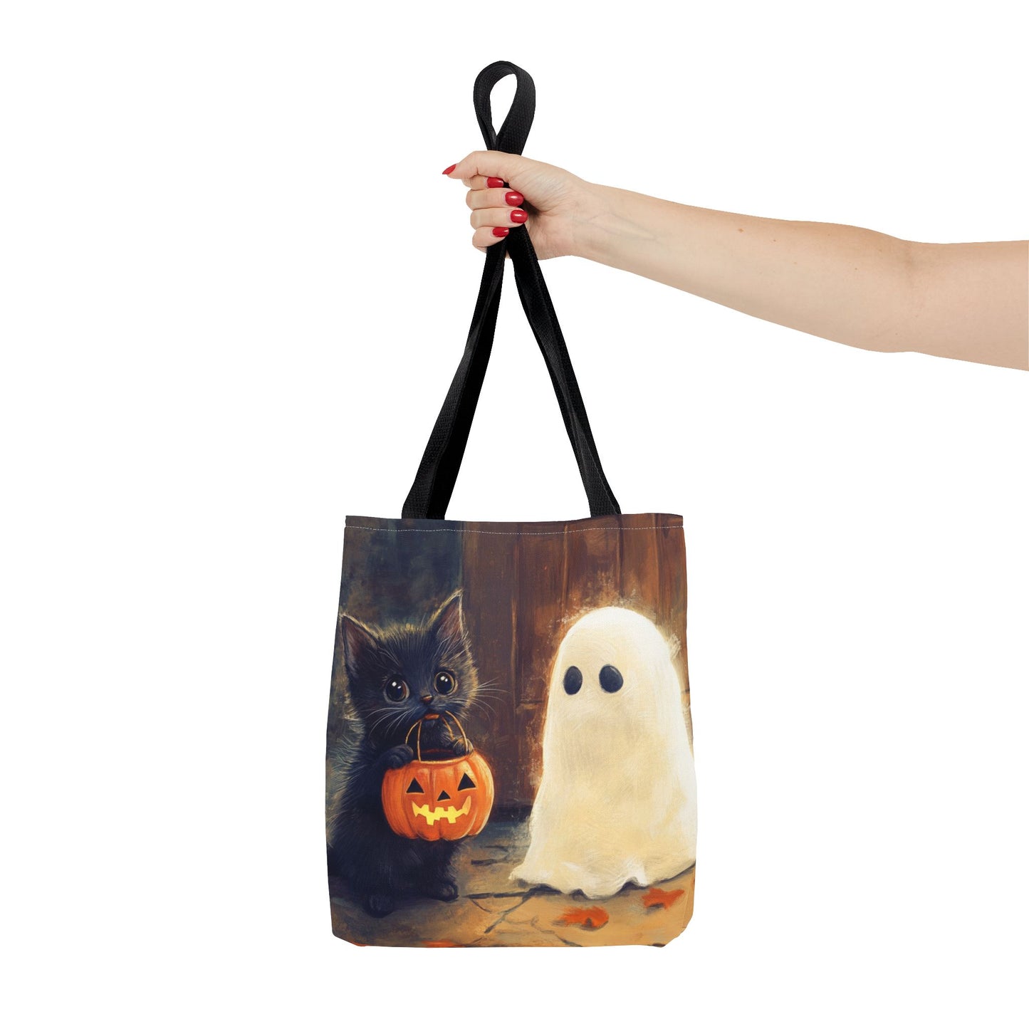 Trick or Treat Halloween Tote Bag - Kitten & Friendly Ghost