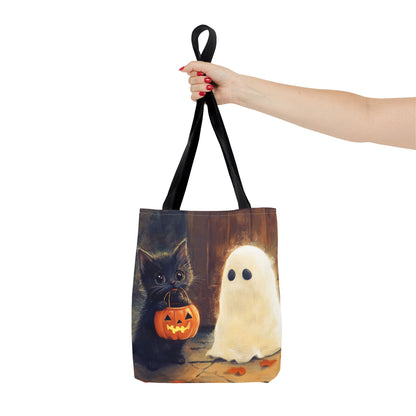 Trick or Treat Halloween Tote Bag - Kitten & Friendly Ghost