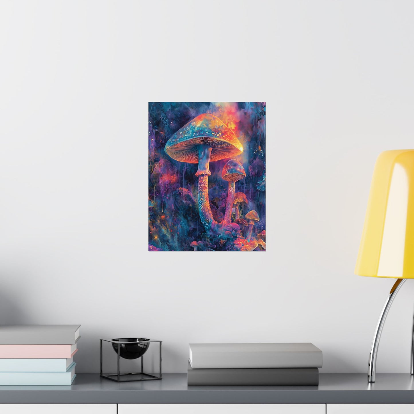 Trippy Mushrooms Poster - Psychedelic Wall Art - Vibrant Fine Art Print - Bedroom Posters - Home Décor