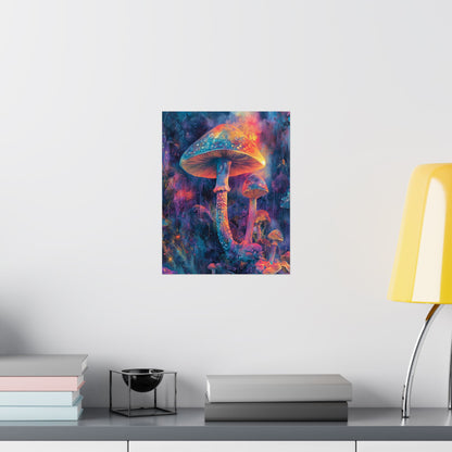 Trippy Mushrooms Poster - Psychedelic Wall Art - Vibrant Fine Art Print - Bedroom Posters - Home Décor