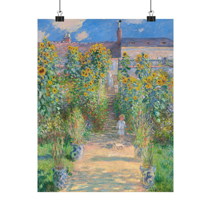 Monet - Garden at Vétheuil Sunflower Fine Art Print