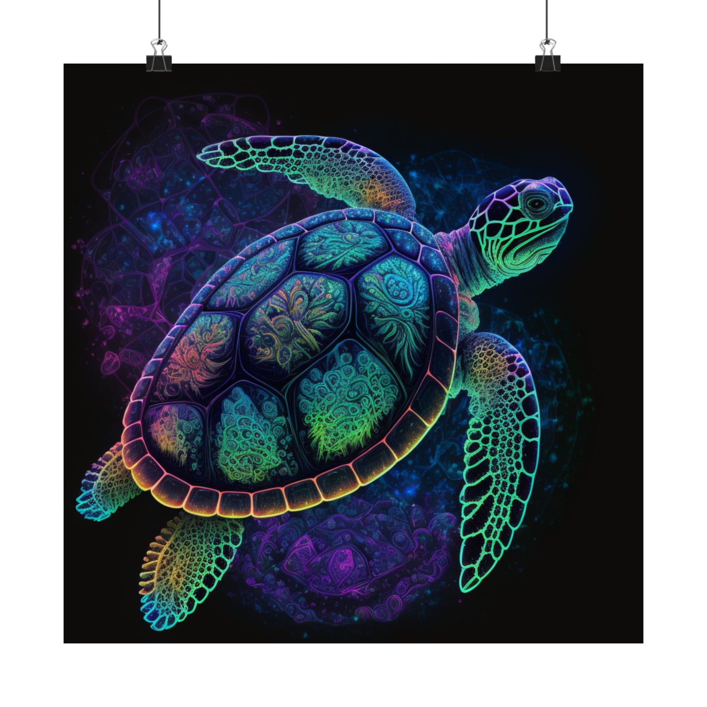 Trippy Turtle - Nautical Fine Art Print - Matte Vertical Poster - Ocean Art for Beach Lovers