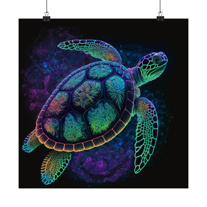 Trippy Turtle - Nautical Fine Art Print - Matte Vertical Poster - Ocean Art for Beach Lovers