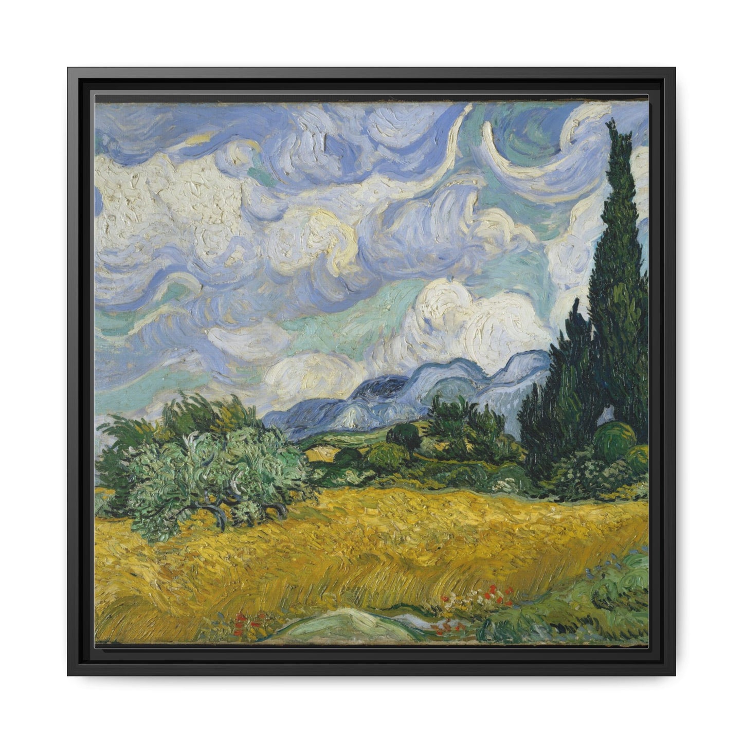 Van Gogh - Wheat Field with Cypresses - Museum Collection - Framed Canvas Print