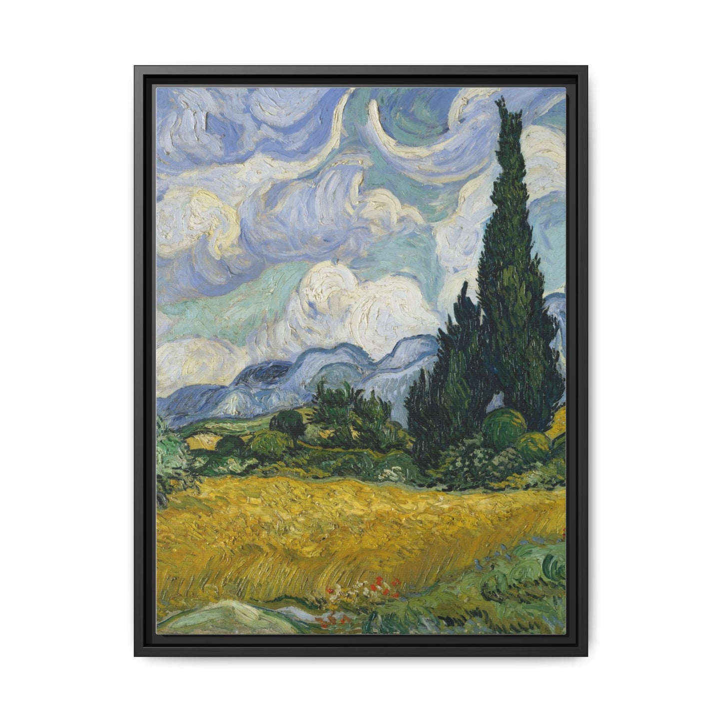 Van Gogh - Wheat Field with Cypresses - Museum Collection - Framed Canvas Print