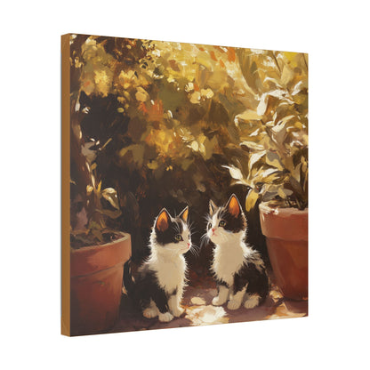 Kittens Conspire  - Garden Friends Series - Fine Art Print on Canvas