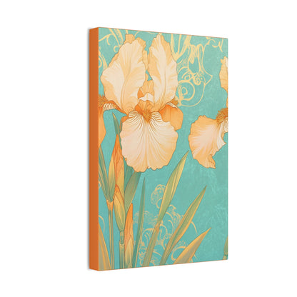Iris Flowers on Turquois - Stretched Canvas