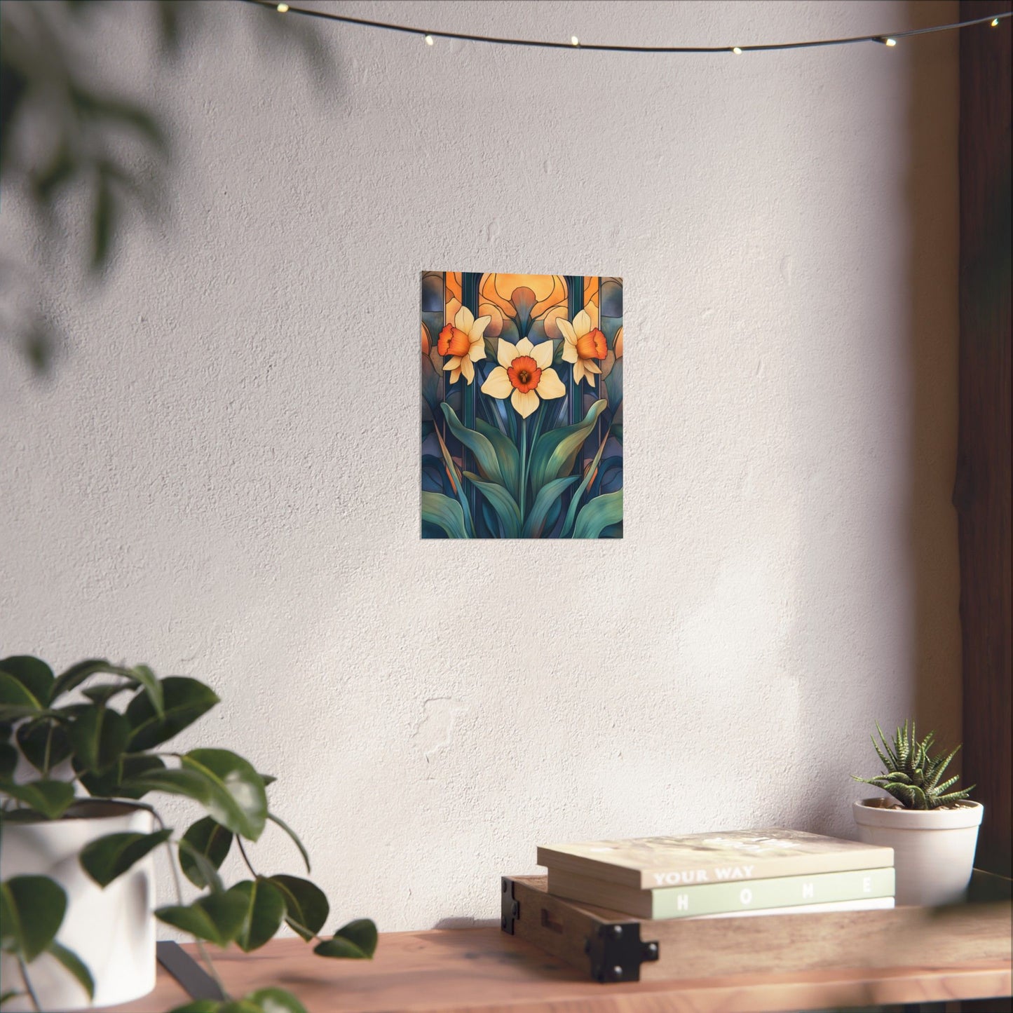 Elegant Daffodil Floral Fine Art Print - Matte Vertical Poster - Daffodil Art Print for Home Décor
