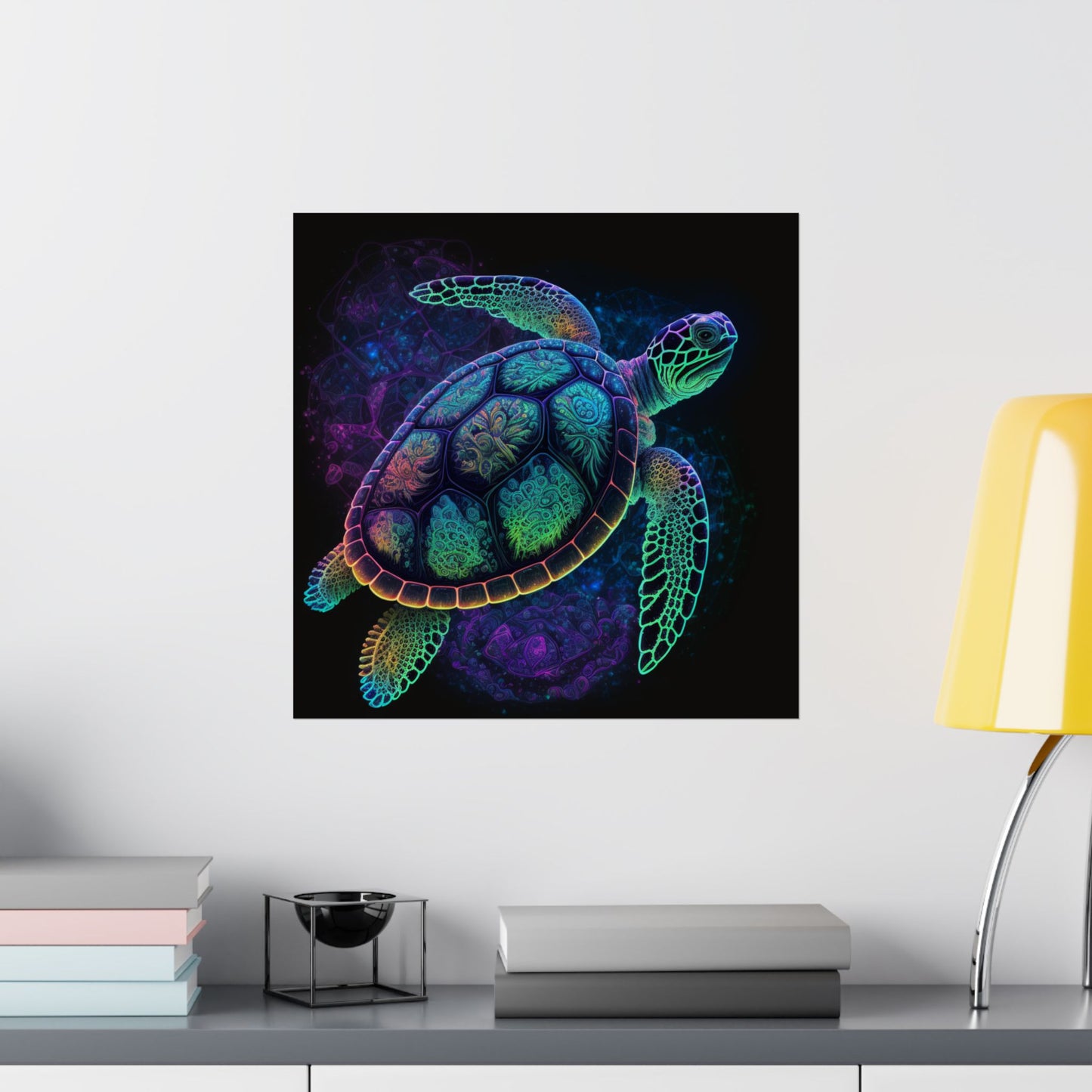 Trippy Turtle - Nautical Fine Art Print - Matte Vertical Poster - Ocean Art for Beach Lovers