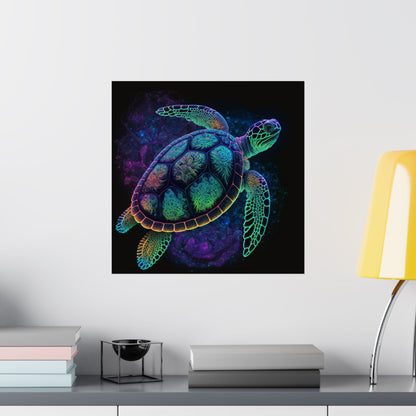 Trippy Turtle - Nautical Fine Art Print - Matte Vertical Poster - Ocean Art for Beach Lovers