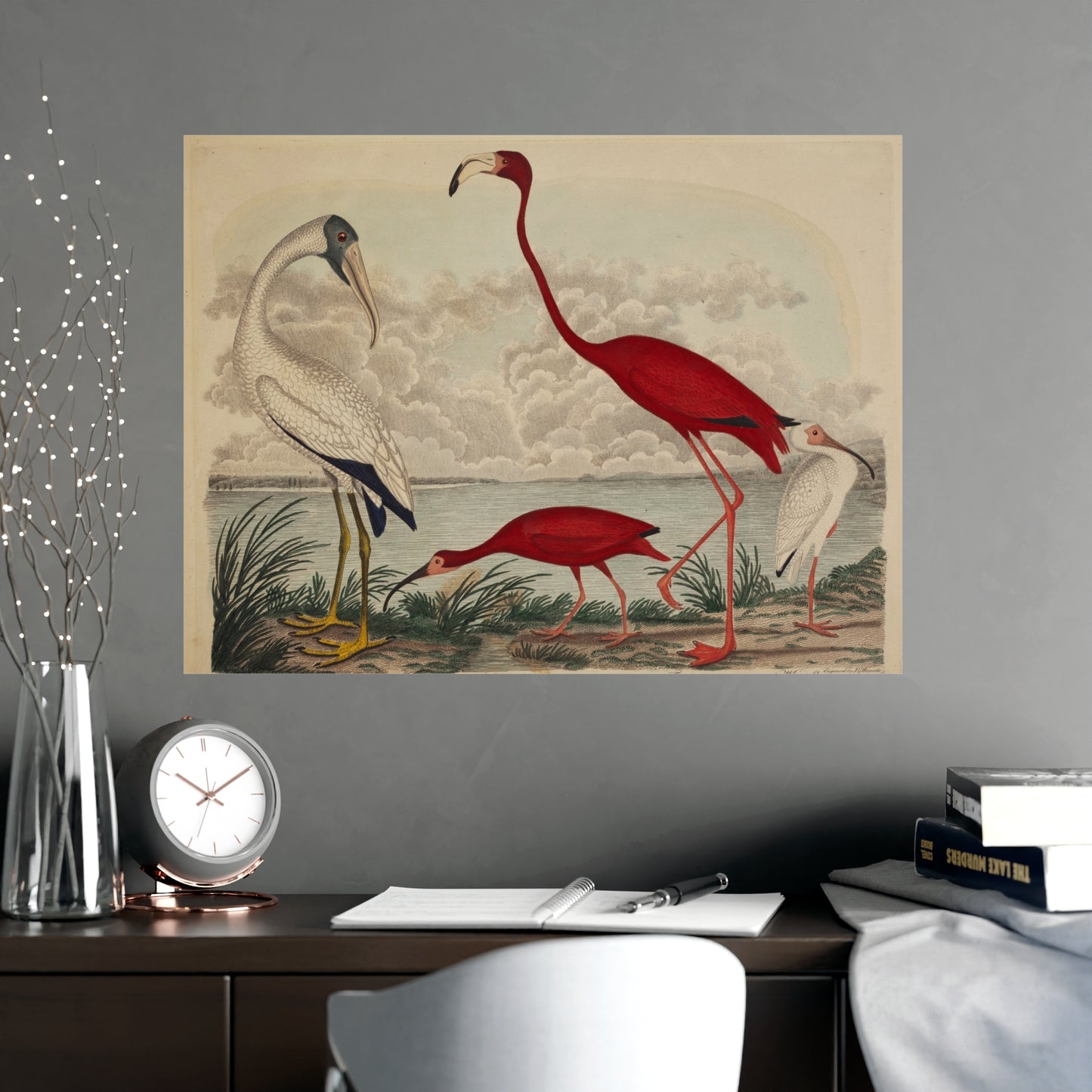 Scarlet Ibis and Flamingo - Vintage Bird Fine Art Poster
