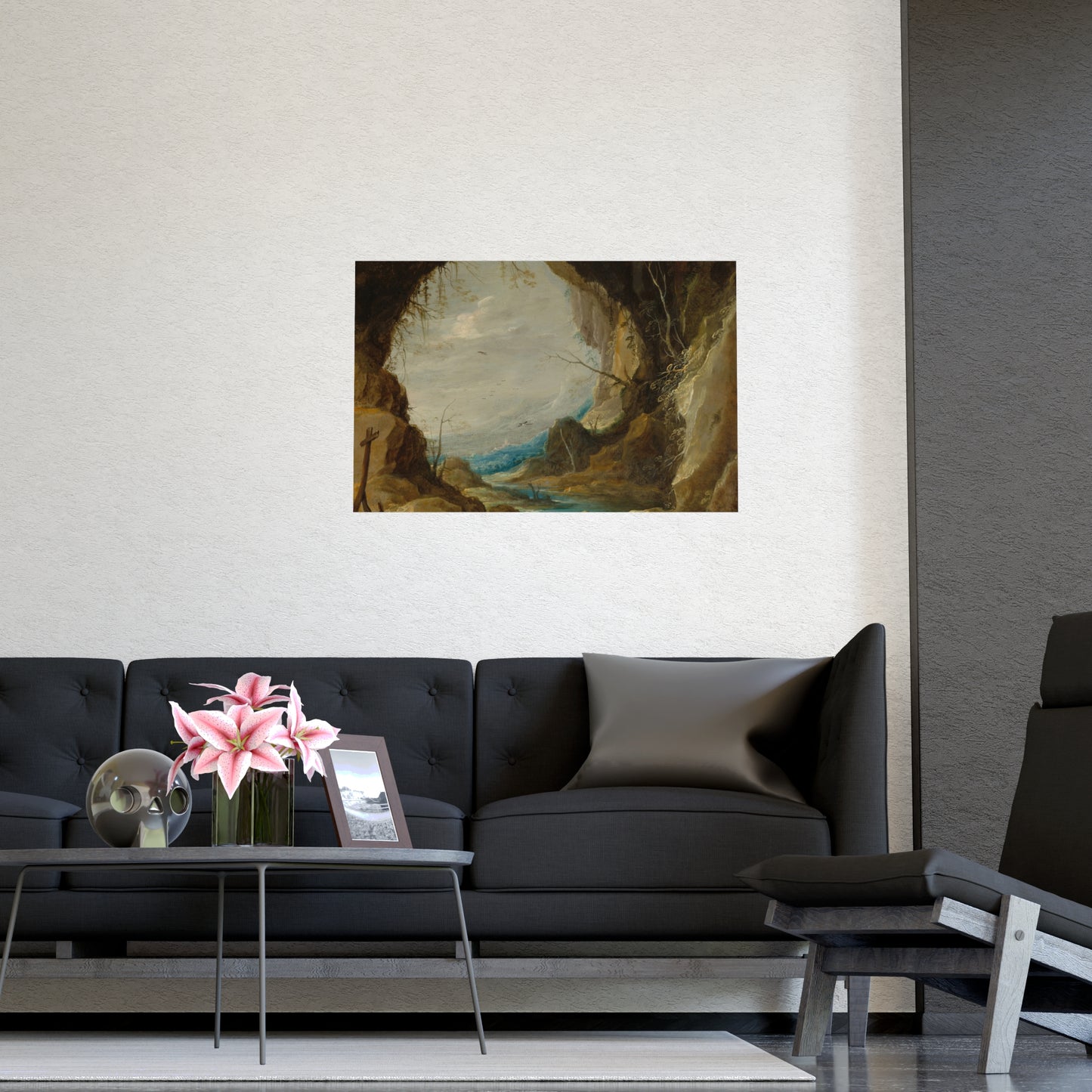 Vista from a Grotto - Romantic Cave Landscape Fine Art Poster