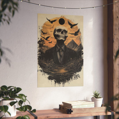 Mystic Black Sun Skull Gothic Poster - Dark Art - Fine Art Prints - Wall Art