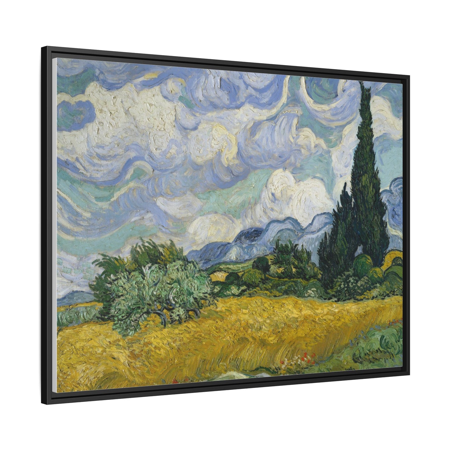Van Gogh - Wheat Field with Cypresses - Museum Collection - Framed Canvas Print