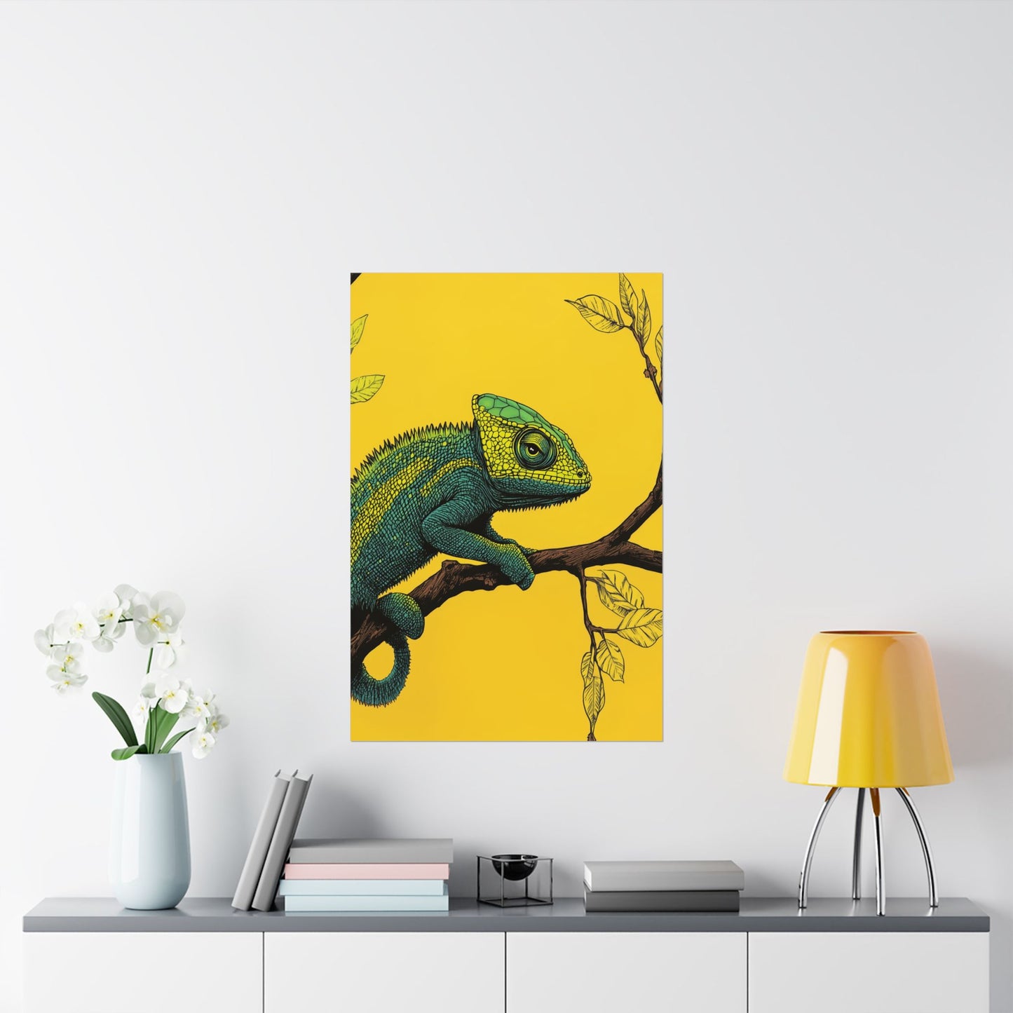 I am not Amused - The Candid Chameleon - Whimsical Animals - Fine Art Print - Vertical Poster - Bohemian Wall Art