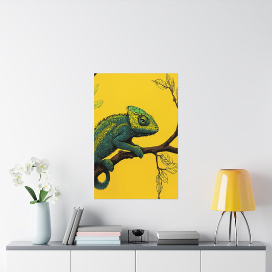 I am not Amused - The Candid Chameleon - Whimsical Animals - Fine Art Print - Vertical Poster - Bohemian Wall Art