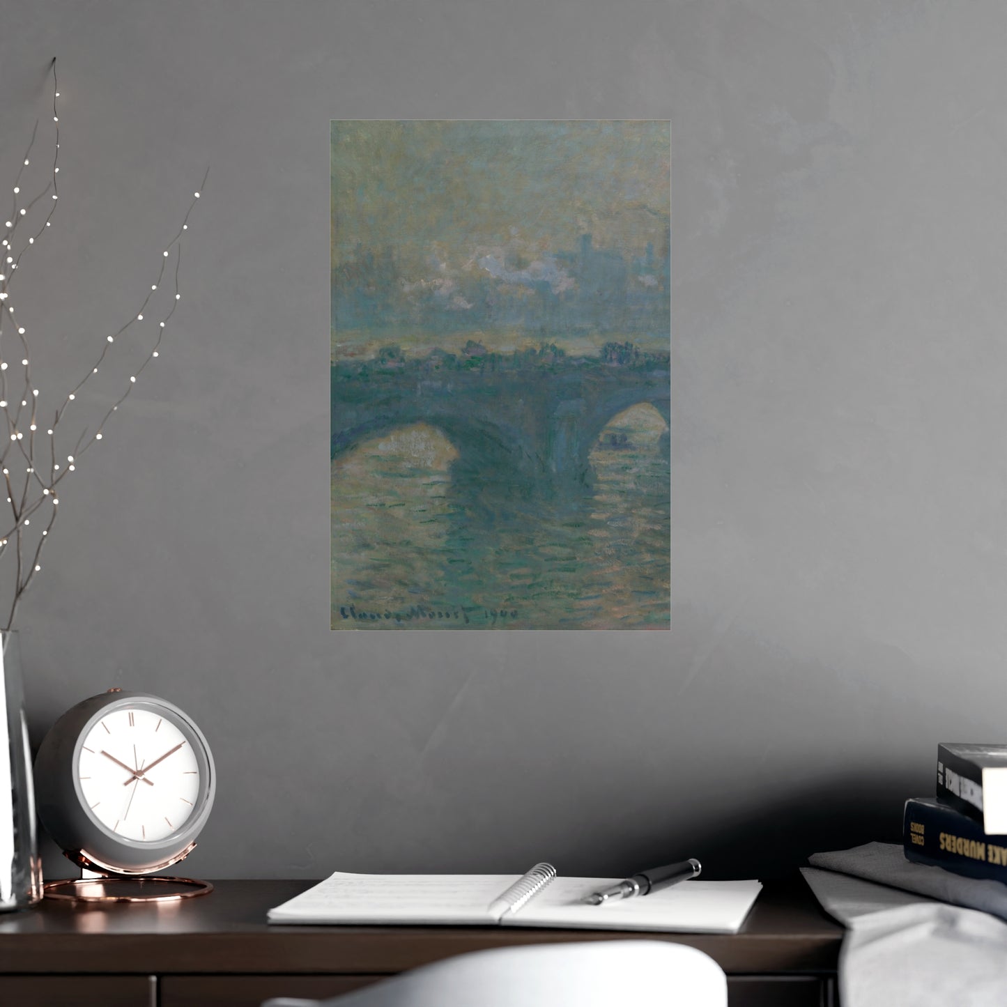 Waterloo Bridge Gray Weather - Monet Fine Art Poster