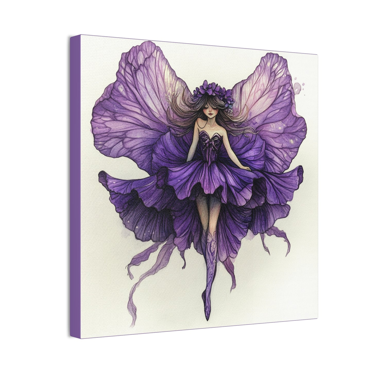 A Violet Affair - Fairies & Flowers Collection - Wall Art - on Canvas