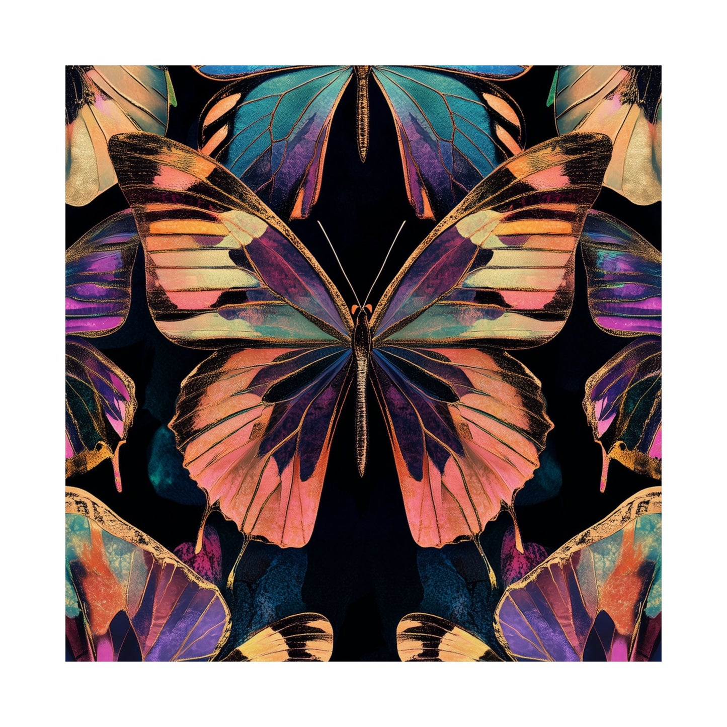 Vibrant Boho Butterflies Fine Art Pint - Matte Poster - Colorful Wall Art for Nature Lovers