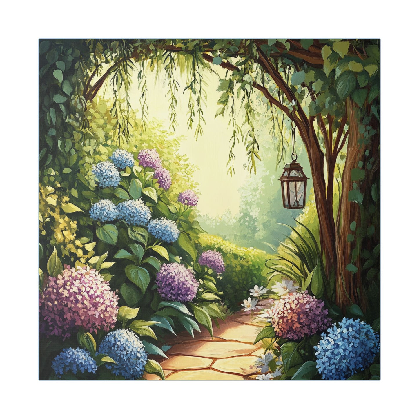 Hydrangea Courtyard - Secret Garden Series - Fine Art Print on Canvas