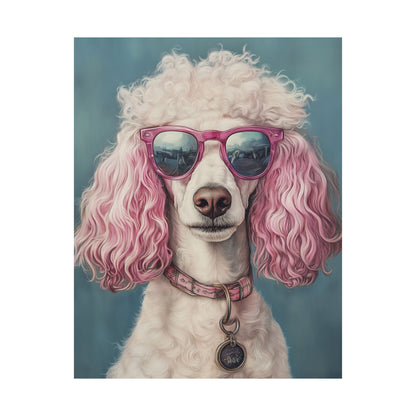 Poodle with Pink Sunglasses - Fine Art Print Poster - Whimsical Animals Series - Wall Art for Dog Lovers