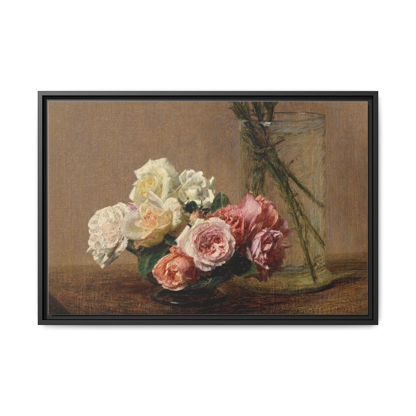 Henri Fantin-Latour : Roses and Lilies (1888) - Giclee Fine Art Print - Museum Collection Framed Canvas Print