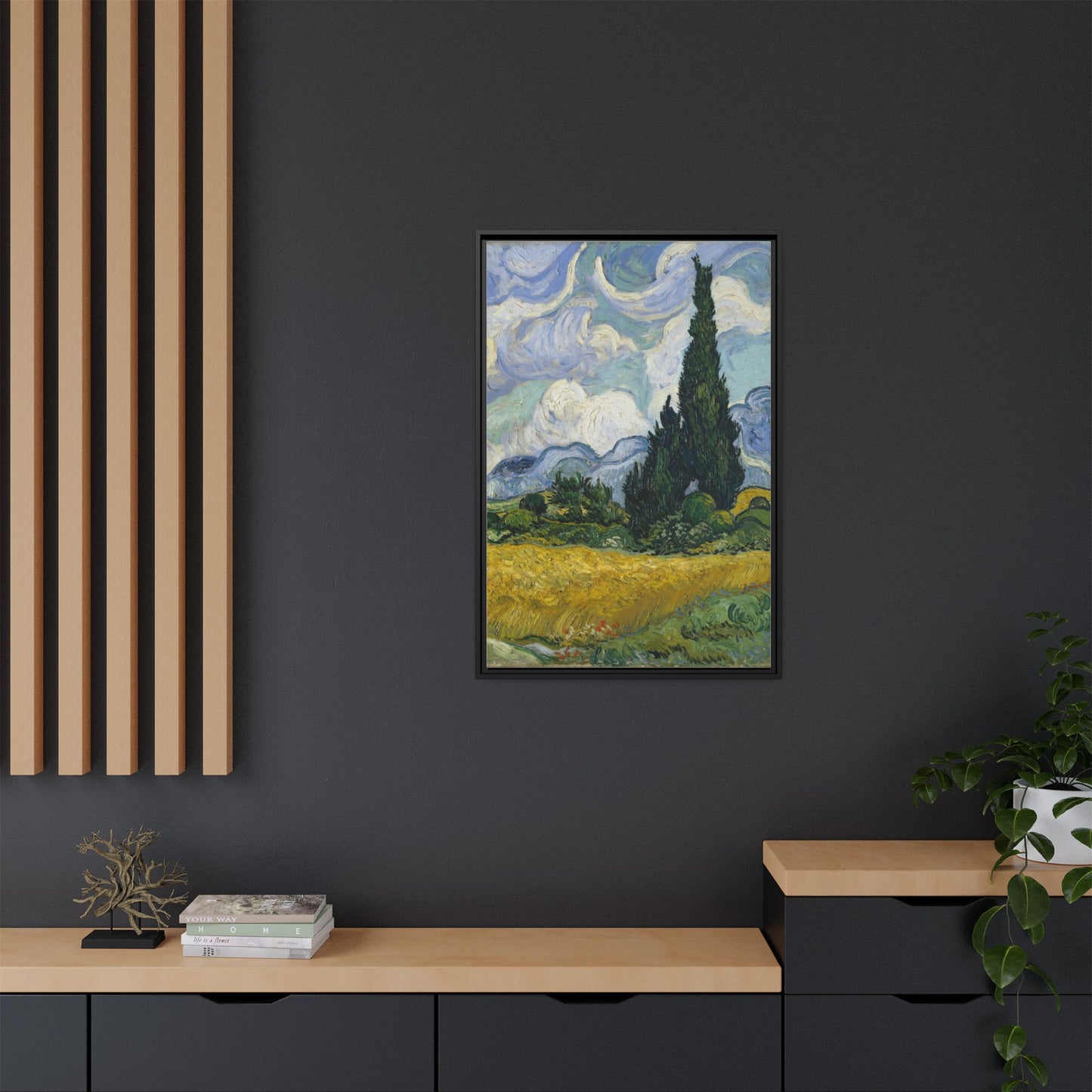 Van Gogh - Wheat Field with Cypresses - Museum Collection - Framed Canvas Print