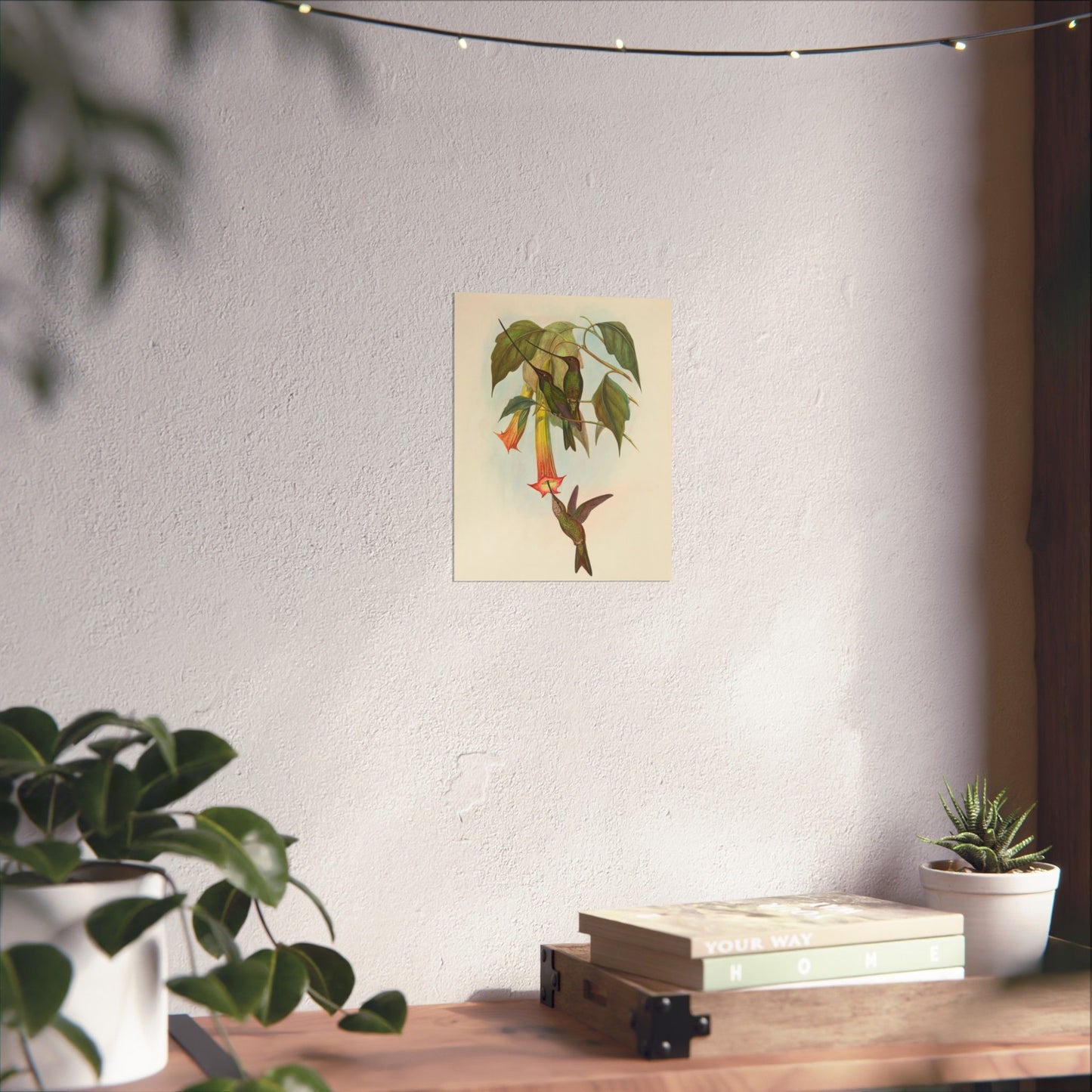 Hummingbird Botanical Art Print - Matte Vertical Poster - Nature Inspired Wall Art - Vintage Bird Watcher Art