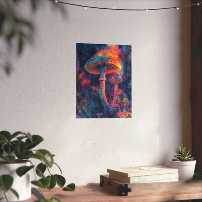 Trippy Mushrooms Poster - Psychedelic Wall Art - Vibrant Fine Art Print - Bedroom Posters - Home Décor