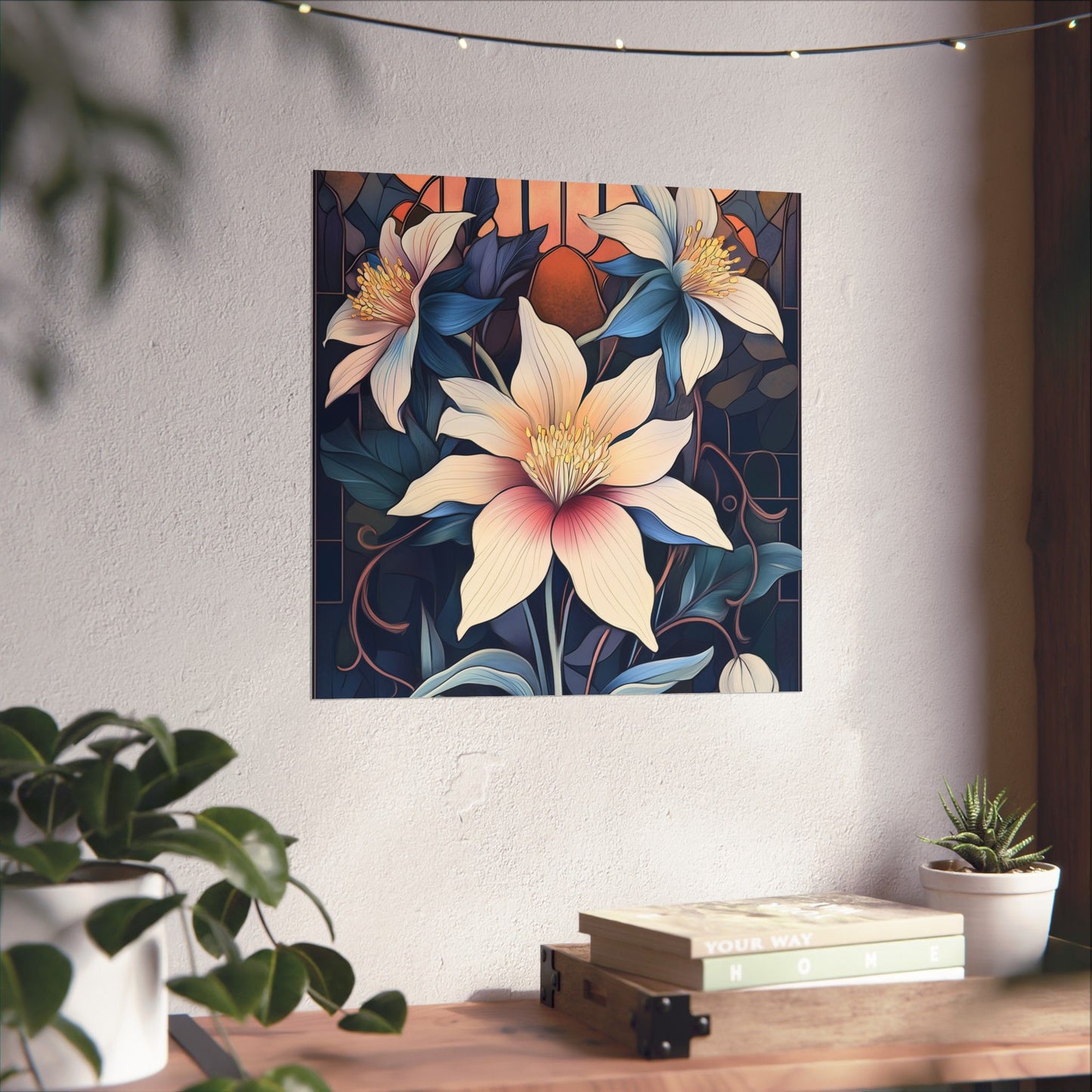 Sunlit Blossoms Fine Art Print - Floral Matte Vertical Posters - Elegant Home Décor