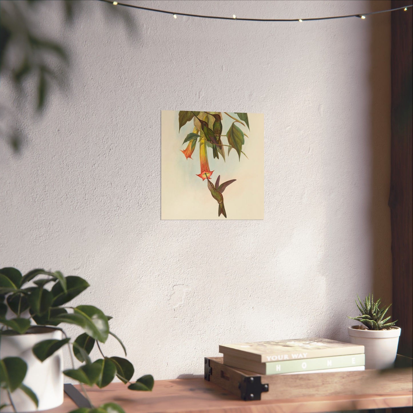 Hummingbird Botanical Art Print - Matte Vertical Poster - Nature Inspired Wall Art - Vintage Bird Watcher Art