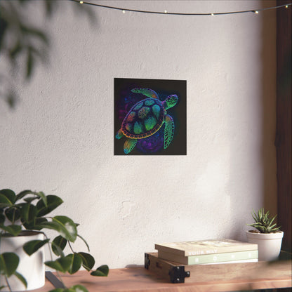 Trippy Turtle - Nautical Fine Art Print - Matte Vertical Poster - Ocean Art for Beach Lovers