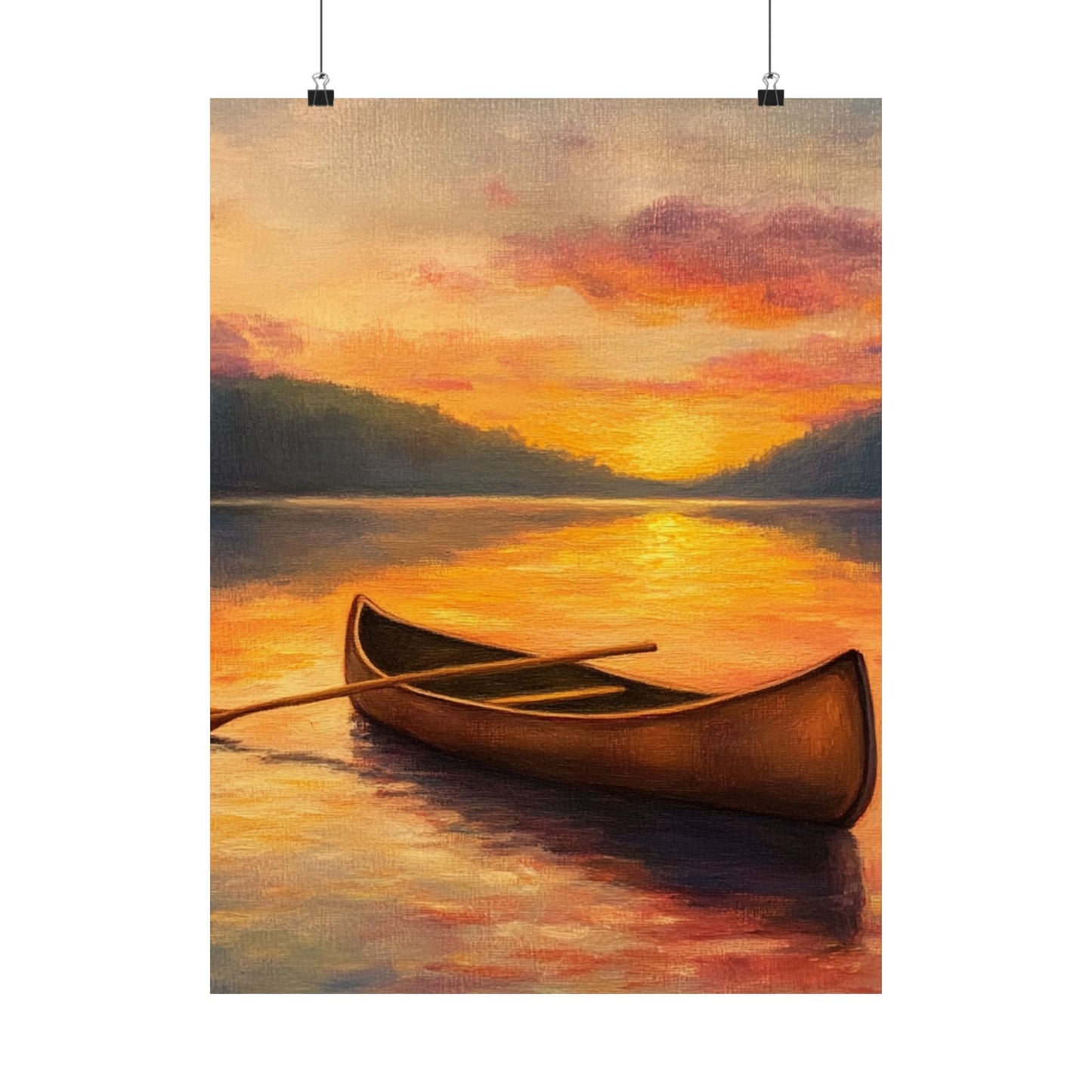 Summer Sunset Canoe on Lake Fine Art Print