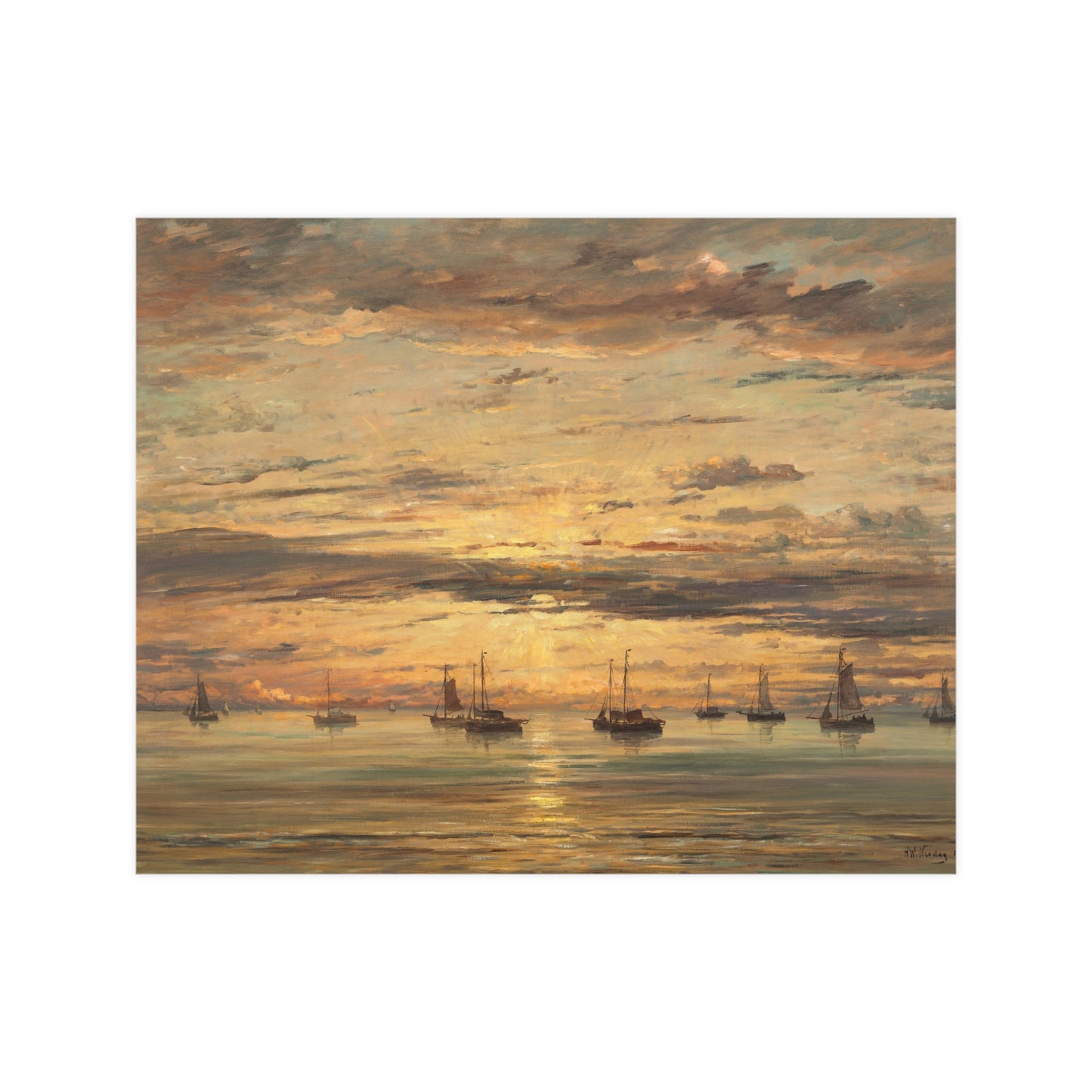 Sunset at Scheveningen - Dutch Maritime Fine Art Poster