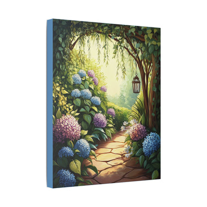 Hydrangea Courtyard - Secret Garden Series - Fine Art Print on Canvas